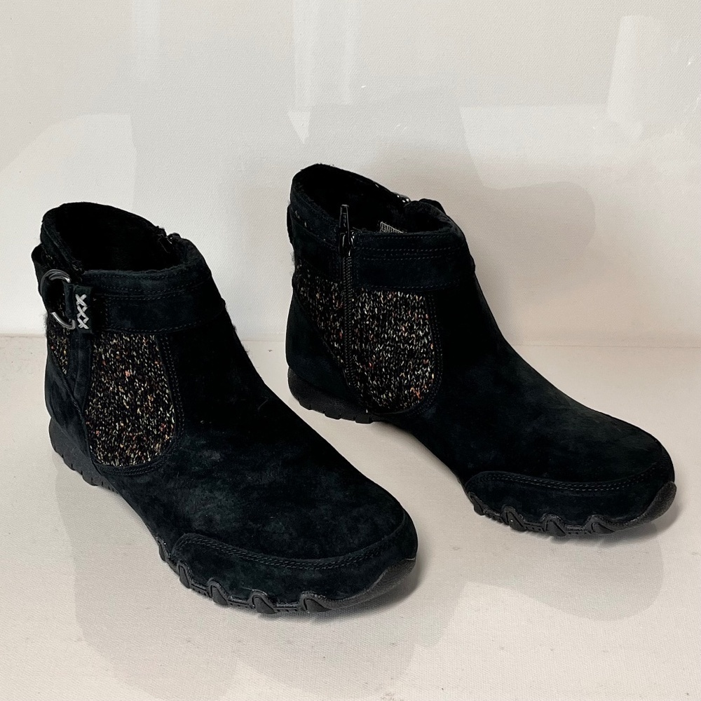 Skechers Bikers High Grade Lite Suede & Sweater Knit Ankle Boot